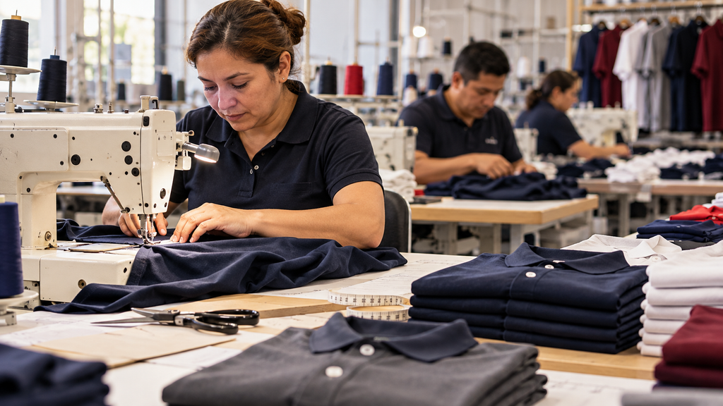 Proceso de confección de prendas en fábrica de Polo Mode & Gens.